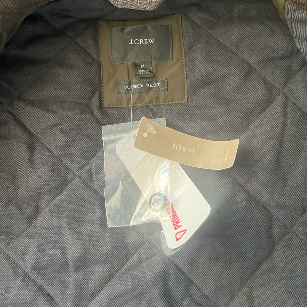 NWT J. Crew Men's Sussex Quilted Olive Green Vest - Picture 5 of 6